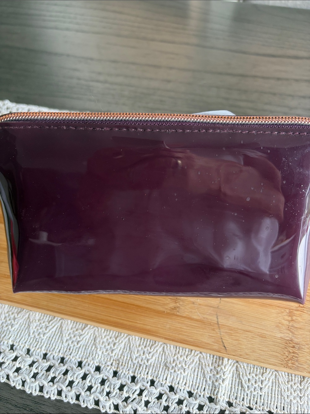 Ted Baker Plum Patent Bow Cosmetic Pouch - Picture 3 of 4